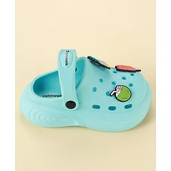 Cute Walk by Babyhug Clogs with Backstrap & Beach Theme Applique - Light Blue