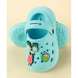 Cute Walk by Babyhug Clogs with Backstrap & Beach Theme Applique - Light Blue