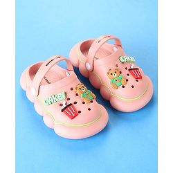 Cute Walk by Babyhug Clogs With Back Strap Closure & Bear Applique - Pink