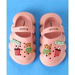 Cute Walk by Babyhug Clogs With Back Strap Closure & Bear Applique - Pink