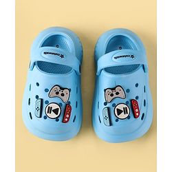 Cute Walk by Babyhug Backstrap Clogs with Video Game Applique - Blue