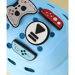 Cute Walk by Babyhug Backstrap Clogs with Video Game Applique - Blue