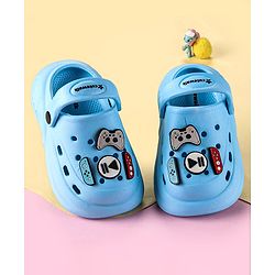 Cute Walk by Babyhug Backstrap Clogs with Video Game Applique - Blue