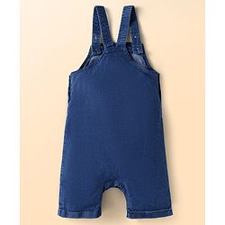 Babyhug Disney Single Jersey Knit Dungaree & Half Sleeves T-Shirt With Mickey Mouse Graphics - Navy Blue & White