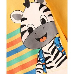 Babyhug Cotton Knit Full Sleeves T-Shirts With Stripes Text & Animal Print Pack Of 7 - Blue Yellow Orange