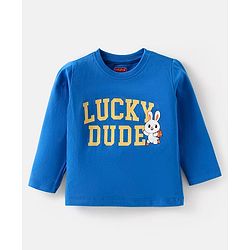 Babyhug Cotton Knit Full Sleeves T-Shirts With Stripes Text & Animal Print Pack Of 7 - Blue Yellow Orange