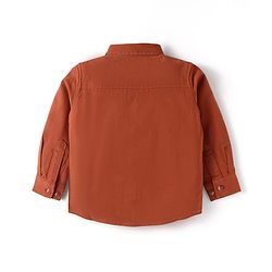 Babyhug Cotton Woven Full Sleeves Text Printed Shirt with Detachable Hood - Rust Orange