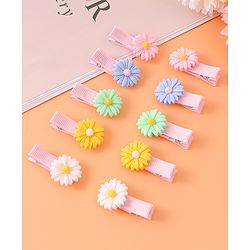 Babyhug Hair Pins And Clips With Floral  Applique Pack of 10 - Pink