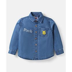 Babyhug Disney Single Jersey Knit Full Sleeves Shirt & Jeans Set With T-Shirt & Winnie The Pooh Graphics - Blue