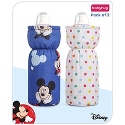 Babyhug Disney Digital Print Premium Cotton Bottle Cover Mickey Hot Air Balloon Print Pack of 2 (Medium) - Blue And White