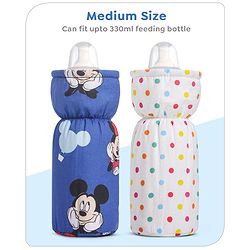 Babyhug Disney Digital Print Premium Cotton Bottle Cover Mickey Hot Air Balloon Print Pack of 2 (Medium) - Blue And White