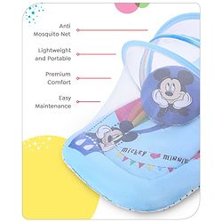 Babyhug Disney Gadda Set With Mosquito Net Smiley Mickey Face Print - Blue