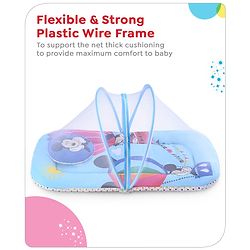 Babyhug Disney Gadda Set With Mosquito Net Smiley Mickey Face Print - Blue