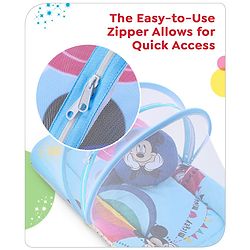 Babyhug Disney Gadda Set With Mosquito Net Smiley Mickey Face Print - Blue