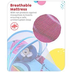 Babyhug Disney Gadda Set With Mosquito Net Smiley Mickey Face Print - Blue