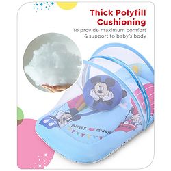 Babyhug Disney Gadda Set With Mosquito Net Smiley Mickey Face Print - Blue