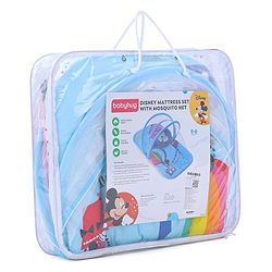 Babyhug Disney Gadda Set With Mosquito Net Smiley Mickey Face Print - Blue