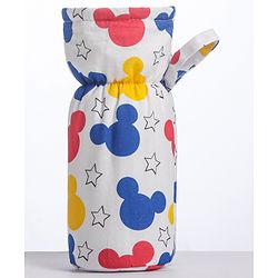 Babyhug Disney Premium Cotton Bottle Cover Cool Mickey Theme Pack of 2 (Medium)- Red And White