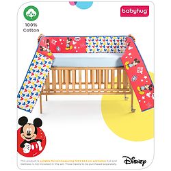 Babyhug Disney Premium Cotton Cot Bumper Cool Mickey Theme - Red