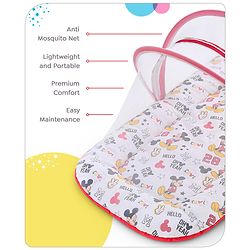Babyhug Disney Gadda Set With Mosquito Net Smiley Mickey Face Print - Blue