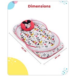 Babyhug Disney Gadda Set With Mosquito Net Smiley Mickey Face Print - Blue