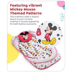 Babyhug Disney Gadda Set With Mosquito Net Smiley Mickey Face Print - Blue