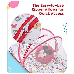 Babyhug Disney Gadda Set With Mosquito Net Smiley Mickey Face Print - Blue