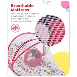 Babyhug Disney Gadda Set With Mosquito Net Smiley Mickey Face Print - Blue