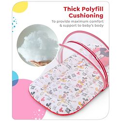 Babyhug Disney Gadda Set With Mosquito Net Smiley Mickey Face Print - Blue