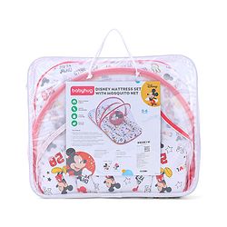 Babyhug Disney Gadda Set With Mosquito Net Smiley Mickey Face Print - Blue