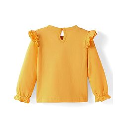 Babyhug Disney Single Jersey Knit Full Sleeves Top With Minnie Mouse Graphics Badge & Frills Detailing - Yellow