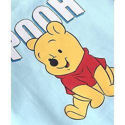 Babyhug Disney Terry Knit Full Raglan Sleeves T-Shirt & Cut & Sew Lounge Pant with Winnie the Pooh Graphics - Light Blue