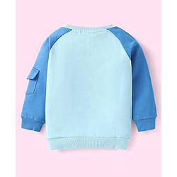 Babyhug Disney Terry Knit Full Raglan Sleeves T-Shirt & Cut & Sew Lounge Pant with Winnie the Pooh Graphics - Light Blue