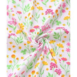 Babyhug Interlock Knit Hooded Towel With Floral Print L 30 x B 30 cm - White