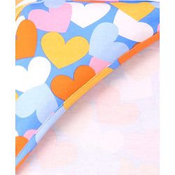 Babyhug Terry Knit Hooded Wrapper with Hearts Print L 76 x B 76 cm - Blue