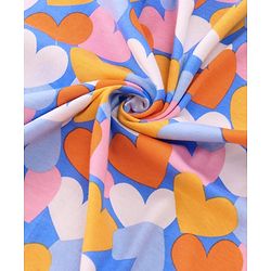 Babyhug Terry Knit Hooded Wrapper with Hearts Print L 76 x B 76 cm - Blue