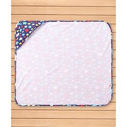 Babyhug Cotton Knit Hooded Wrapper with Star Print L 76.2 x B 76.2 cm - Navy Blue