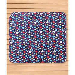 Babyhug Cotton Knit Hooded Wrapper with Star Print L 76.2 x B 76.2 cm - Navy Blue