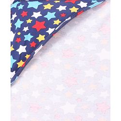 Babyhug Cotton Knit Hooded Wrapper with Star Print L 76.2 x B 76.2 cm - Navy Blue