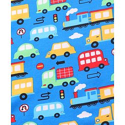Babyhug Interlock Knit Hooded Towel With Vehicle Print L 30 x B 30 cm - Blue