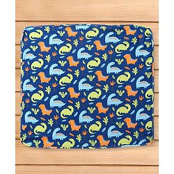 Babyhug Interlock Knit Hooded Towel With Dino Print L 30 x B 30 cm - Navy Blue