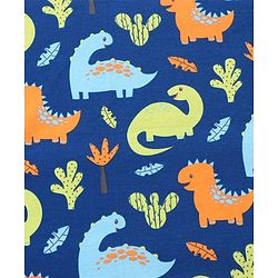 Babyhug Interlock Knit Hooded Towel With Dino Print L 30 x B 30 cm - Navy Blue