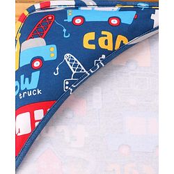 Babyhug Cotton Knit Hooded Wrapper with Vehicle Print L 76 x B 76 cm - Navy Blue