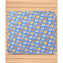 Babyhug Cotton Knit Hooded Wrapper with Animal Print L 76.2 x B 76.2 cm - Navy Blue