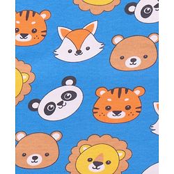 Babyhug Cotton Knit Hooded Wrapper with Animal Print L 76.2 x B 76.2 cm - Navy Blue