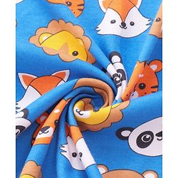 Babyhug Cotton Knit Hooded Wrapper with Animal Print L 76.2 x B 76.2 cm - Navy Blue