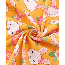 Babyhug Cotton Knit Hooded Wrapper with Bunny Print L 76 x B 76 cm - Yellow