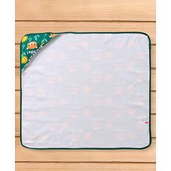 Babyhug Interlock Knit Hooded Towel With Animal Print L 30 x B 30 cm - Dark Green