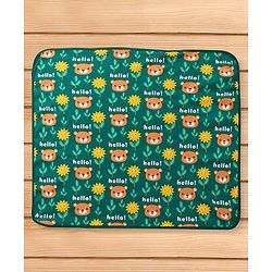Babyhug Interlock Knit Hooded Towel With Animal Print L 30 x B 30 cm - Dark Green