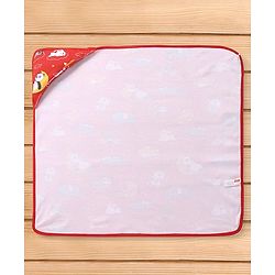 Babyhug Interlock Knit Hooded Towel With Animal Print L 30 x B 30 cm - Dark Red